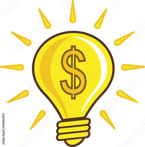 Bright financial idea a light bulb with a dollar sign vector illustration