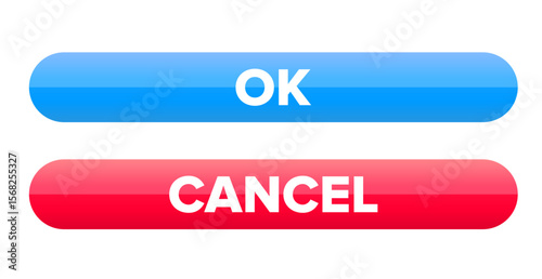 OK and Cancel buttons design as part of User Interface design. Agree and disagree web form. Vector illustration. 