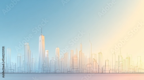 Architectural Sketch of Modern City Skyline