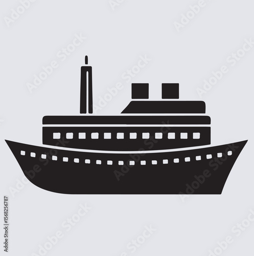 simple steamship icon silhouette vector art illustration, vector illustration of a cruise ship