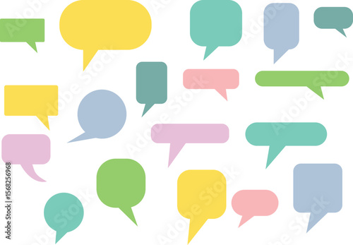 Empty speech bubble collection. White cartoon text box set. Set of comment speech bubble on color  background.