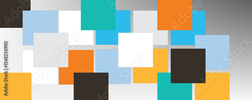 Colorful abstract geometric background with layered squares and soft shadows. Modern, minimal design perfect for digital, print, or web use.