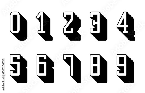 Black and White Bold Shadow Numbers on Minimal Background