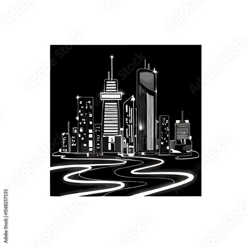 Abstract Futuristic City Vector Illustration. (AI Generated)