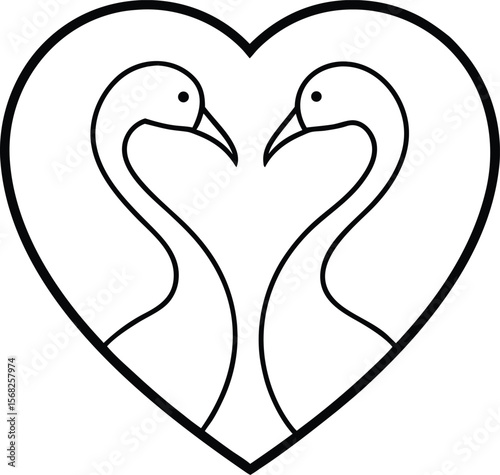 Elegant Swans in a Heart Love, Grace, and Nature's Beauty