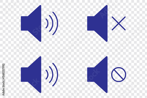 Audio sign symbol. Mute speaker, sound off icon vector set collection. Volume, audio sign symbol.