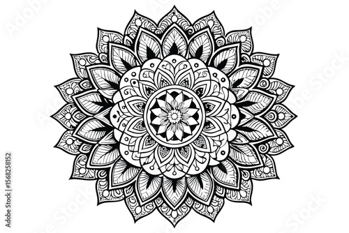 Vector seamless ornamental round lace flower mandala pattern