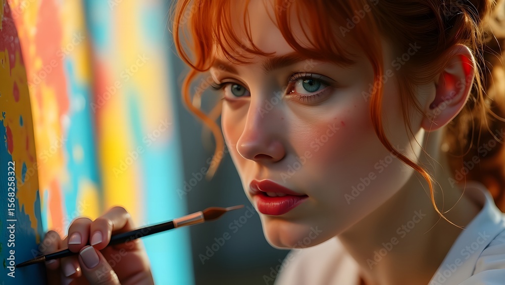 Obraz premium young woman painting 