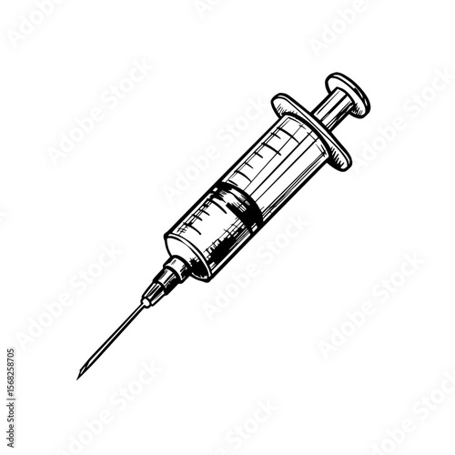 Medical syringe: A detailed illustration of a medical syringe, the instrument of administering life-saving injections.
