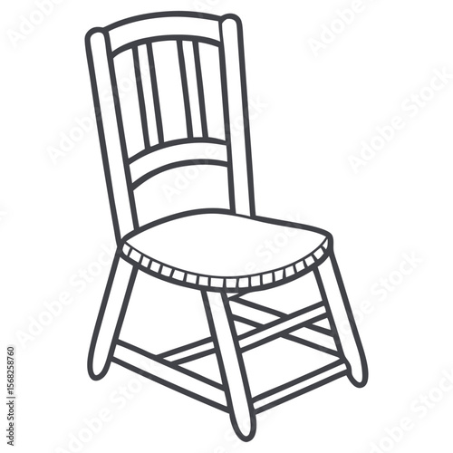 Traditional Spindle Back Dining Chair Outline Vector