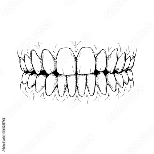 Smiling Teeth: A hand-drawn image of a healthy set of teeth, capturing their pristine condition.