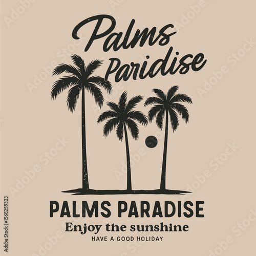 Palm paradise beach club design - summer vibes sunshine graphic print for apparel and posters