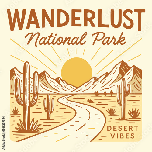 Wanderlust desert national park design - Arizona vibes vector artwork for apparel and posters
