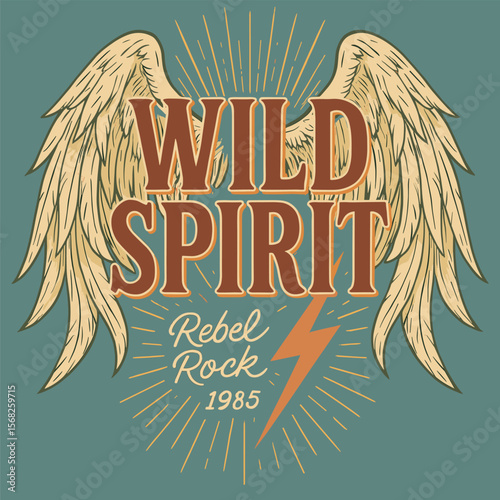 Wild & Free' Vintage Music Artwork - Eagle Wing & Microphone Vector Design for Freedom Tour T-Shirts & Festival Posters