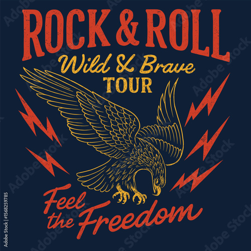 Rockstar Rebel Eagle Vector Artwork - Music Poster Graphic Illustration for Band Tees & Festival Merchandise