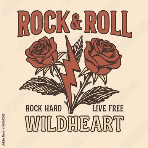 Hard rock logo with barbed wire and rose - wild spirit music tour graphic design for apparel