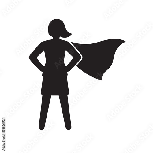 Superwoman Silhouette Empowered Woman Hero Icon for Feminine Strength & Confidence