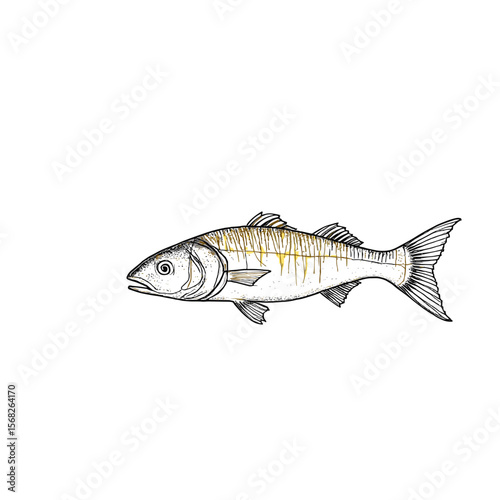 Illustration of a fish with a light mood on a white background copy space
