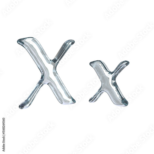 Letter X 3D rendering with crystal material