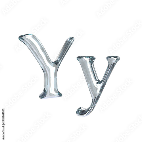 Letter Y 3D rendering with crystal material