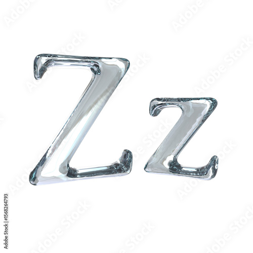 Letter Z 3D rendering with crystal material