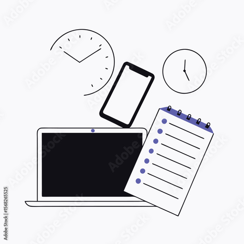 Modern Productivity and Time Management Concept Illustration