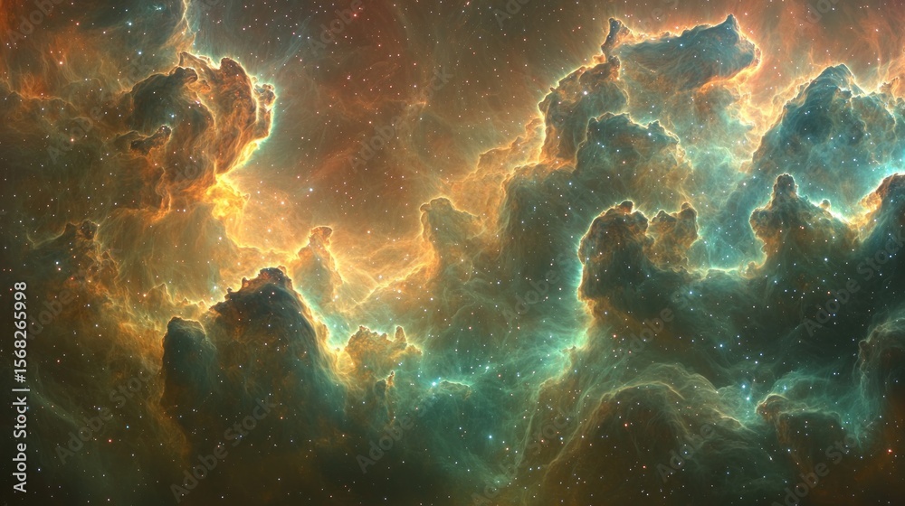 Obraz premium Dramatic nebula with colorful cosmic clouds