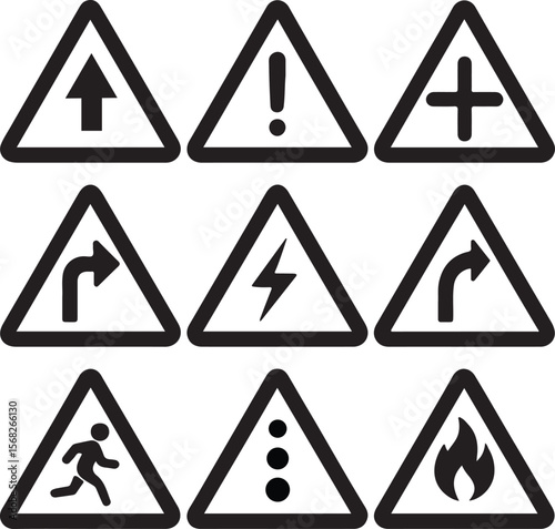 Collection of Warning Road Signs