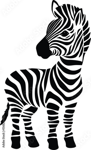 Cute Zebra Vector Illustration: Simple, Black, Elegant Design