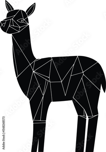 Geometric Alpaca Vector: Elegant Black Silhouette Illustration