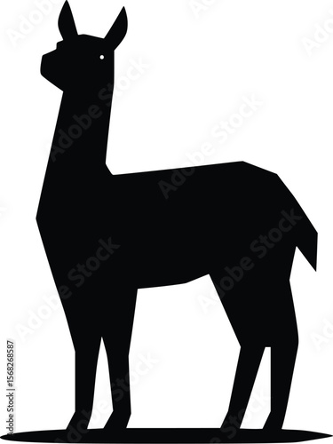 Geometric Llama Silhouette: Elegant Black Vector Illustration