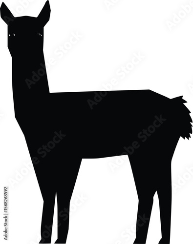 Simple llama vector silhouette: elegant, minimalist, dark design.