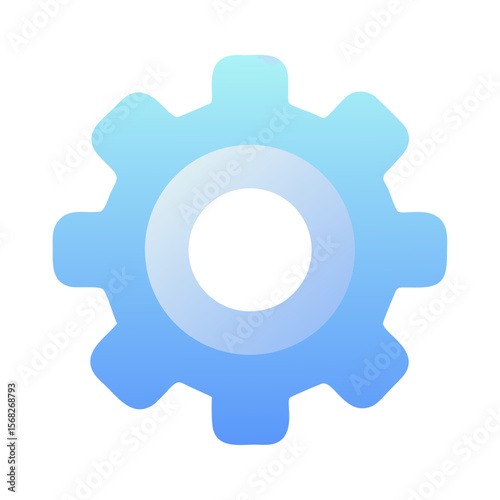 Vector art of a blue gear symbol representing settings or a mechanism, isolated on transparent background