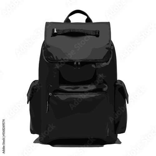 Black backpack with multiple pockets, stylish and functional design
