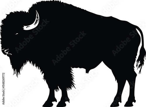 Majestic Bison Silhouette: Powerful Vector Illustration