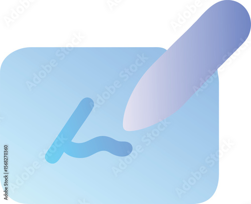 Vector art of a digital signature is written on a tablet with a stylus, isolated on transparent background