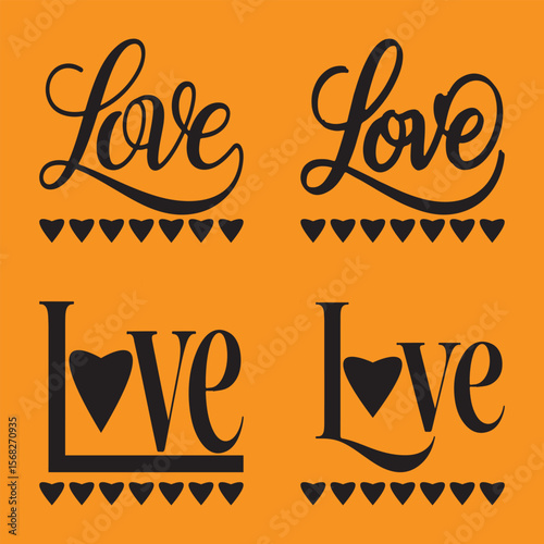 A Minimalist Typography Calligraphy LOVE Shilouette Vector Art