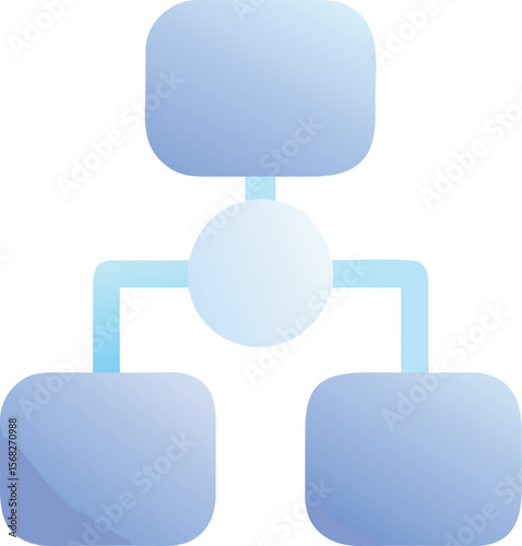 Vector art of a flowchart diagram showing a hierarchical structure with a central node and branches isolated on transparent background