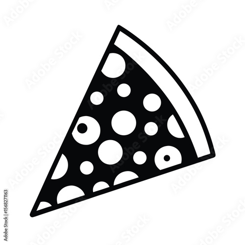 Slice of pizza with pepperoni toppings silhouette vector illustration