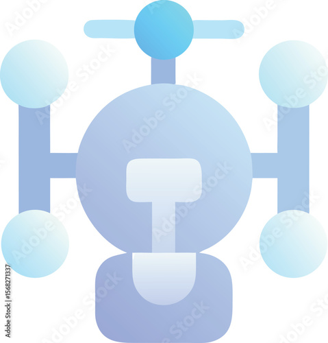 Vector art of a blue and purple gradient icon depicts a drone with four rotors