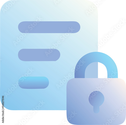 Vector art of a document secured by a padlock, isolated on transparent background
