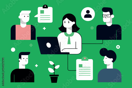 Web Marketing & Social Network Communication – Vector Set of People in Digital Media Activities
