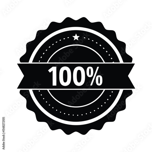 Hundred percent guarantee label badge black shape silhouette vector illustration