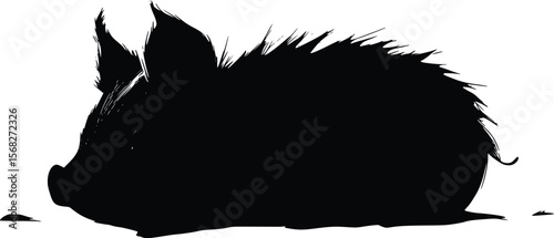 Vector illustration: Cute piglet silhouette, dark, moody, artistic style.
