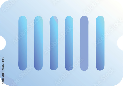 Vector art of stylized barcode icon with blue lines on a gradient background isolated on transparent background