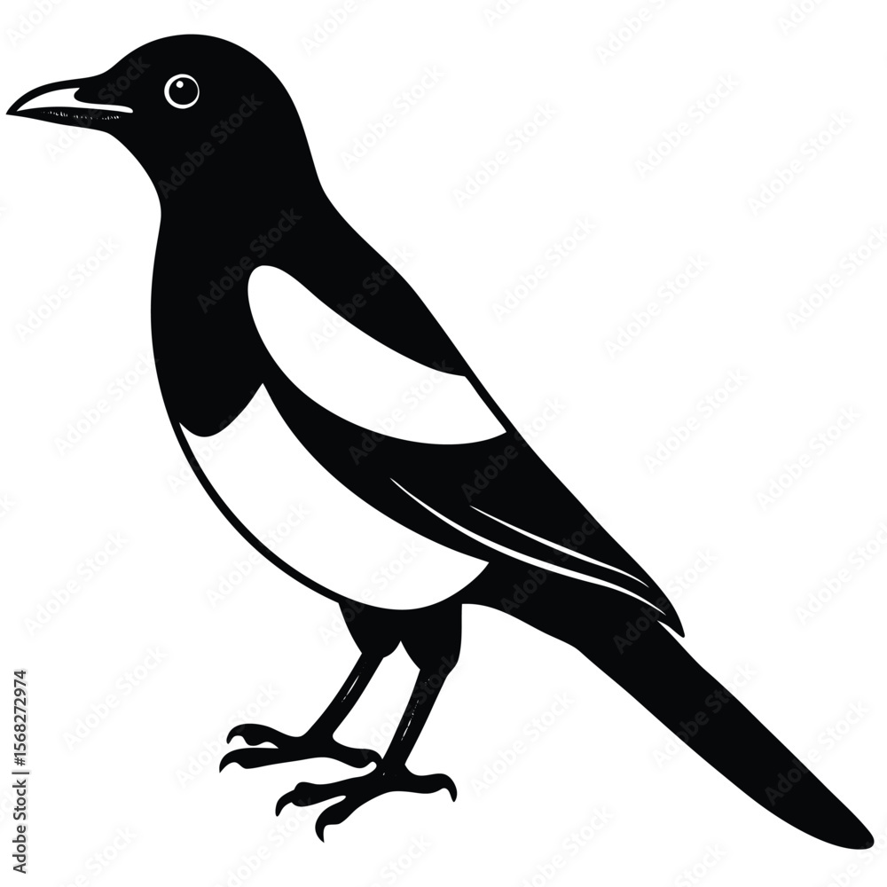 Obraz premium Magpie bird single vector shilhouette 