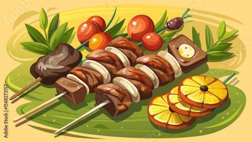 Beef and Mushroom Skewers, American-style, alternate tender sirloin and portobello mushrooms, brushed in garlic butter and grilled to a rich finish.