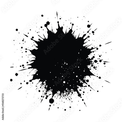 Abstract black ink blot splatter stain silhouette vector illustration