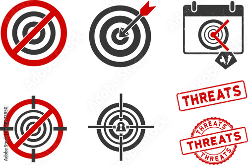 Conceptual illustration displaying targets, threats and calendar showcasing security related themes