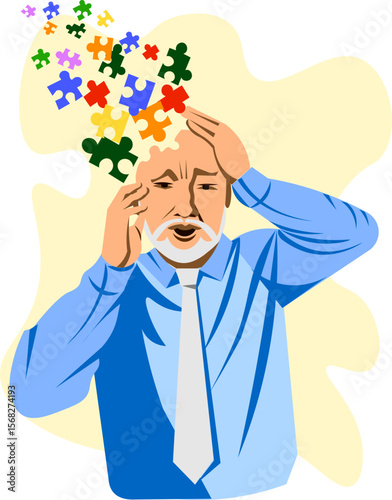 Forgetful person puzzles fly out of the head
